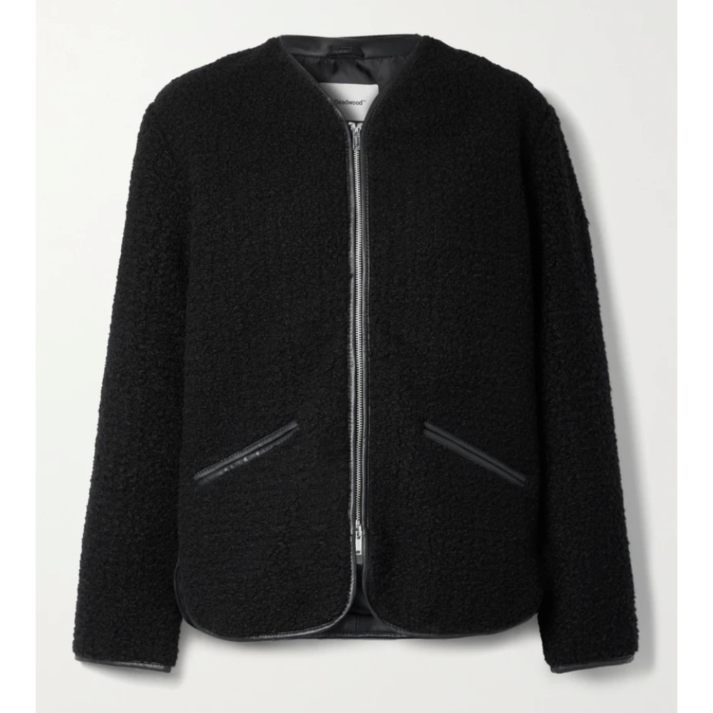 Deadwood Swedish Liner Jacket, recycled leather-trimmed, vegan shearling